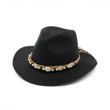 Sombrero de paja de Jazz para mujer, sombreros con borla, cinta de concha, para playa al aire libre, fiesta, boda, Formal, Panamá 2024 - compra barato