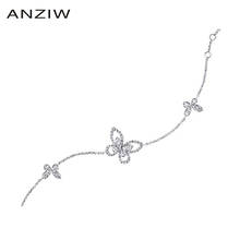 Pulseiras luxuosas de borboleta em prata esterlina 925 para mulheres 18cm de comprimento, bracelete de prata joias 2024 - compre barato