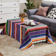 Mexican Style Tablecloth with Tassel Rainbow Table Runner Woven Handmade Striped Table Cover Picnic Mat Boho Beach Blanket 2024 - buy cheap