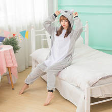 Pijama cosplay cinza kigurumi, pijama unissex com desenho animado 2024 - compre barato