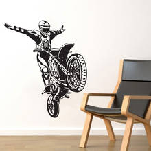 Bicicleta da sujeira da motocicleta adesivo de parede motocross dublê decalques decoração casa sala estar crianças meninos decoração do quarto 2024 - compre barato