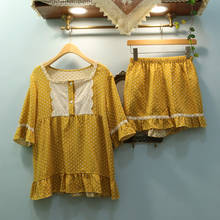 Summer lovely sweet princess Pajamas Set pure cotton home clothes women pajamas 2024 - buy cheap