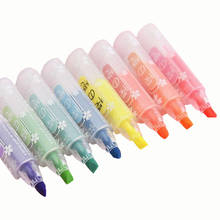 Mini caneta marcador oblíquo, 8 conjuntos de canetas coloridas para estudantes, grafite, material escolar de escritório 2024 - compre barato