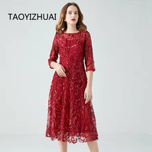Taoyizhuai-vestido de noche de lentejuelas, primavera y otoño, nuevo banquete de boda, esposa ancha, Vestido largo de talla grande 2024 - compra barato