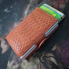 RFID Men Serpentine PU Leather ID Credit Card Holders Male Automatic Aluminum Alloy Hasp Business Double Layer Cardholder Wallet 2024 - buy cheap