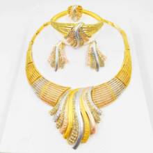 South Africa dubai jewelry collection large necklace classic fashion shape bracelet earrings ring for women wedding jewelry set 2024 - buy cheap