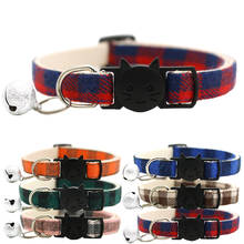 Breakaway Cat Collars with Bell Safety Buckle Plaid Patterns Mixed Colors Adjustable Kitten Collars from 7.8-11.8 Inch 2024 - buy cheap