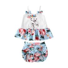 Новая Пасхальная Одежда для маленьких девочек платье с цветочным рисунком топы, короткие штаны, одежда От 0 до 3 лет 2024 - купить недорого