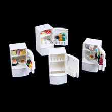 Casa de muñecas en miniatura para niños, refrigerador de madera blanca, congelador para muñecas, dormitorio, sala de estar, juguete, 1/12 2024 - compra barato