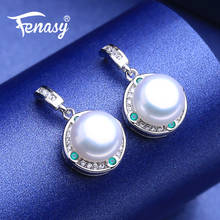 FENASY 925 Sterling Silver Natural Freshwater Pearl Drop Earrings Engagement jewelry Green Crystal Boho Long Earrings For Women 2024 - buy cheap