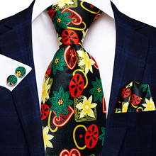 Hi-Tie-Corbata con estampado Floral para hombre, corbata, pañuelo gemelos, color negro y dorado, nuevo, regalo de boda 2024 - compra barato