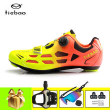 Tiebao велосипедные туфли добавить дорожный SPD-SL педали Для мужчин Для женщин Для мужчин дышащая сверхлегкий самозапирающийся гоночный автомобиль Спорт на открытом воздухе MTB велосипедная обувь высокого качества 2024 - купить недорого