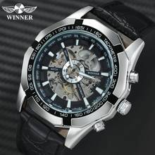 WINNER Official Classic Skeleton Watch Men Automatic Mechanical Mens Watches Top Brand Luxury Leather Strap Fashion Dress Clock 2024 - buy cheap