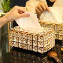 Rhinestone Tissue Box Paper Rack Office Table Accessories Facial Case Holder Napkin Tray for Home Hotel Car 2024 - купить недорого