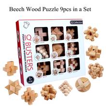 9pcs/set Beech 3D handmade vintage Ming lock Luban lock wooden toys adults puzzle children Educational Toy adult Christmas gift 2024 - buy cheap
