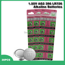 30 peças de baterias alcalinas ag2 1.55v g2 396a lr726 sr726w gp397 1164so sr59w sr726, bateria de botão tipo moeda para relógio e brinquedos 2024 - compre barato