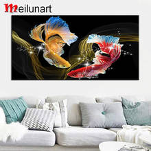 Алмазная 5d картина «сделай сам», большая картина с цветными рыбками, полная выкладка из круглых страз, для украшения стен, AS1160 2024 - купить недорого
