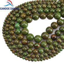 Cuentas de jaspe verde de piedra Natural para mujer, cuentas sueltas de forma redonda de 4/6/8/10/12mm, collar de pulsera artesanal para fabricación de joyas 2024 - compra barato