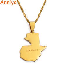 Ожерелье с подвеской в виде карты Гватемалы Anniyo для женщин и мужчин, ювелирные изделия золотого цвета, карта Гватемалы #043621 2024 - купить недорого
