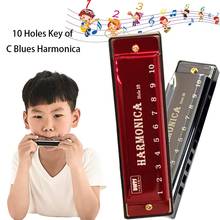 10 Holes Key of C Blues Harmonica Musical Instrument Educational Toy with Case 2024 - buy cheap