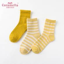Caramella 2019 novo design de algodão meias femininas 3 pares/lote amarelo listrado meias curtas comfy engraçado meninas meias skarpetki damskie 2024 - compre barato