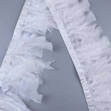 10 метров белые турецкие перья отделка ленты 8-10 см для одежды платье Перья ленты Швейные украшения из перьев шлейфы 2024 - купить недорого