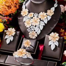 GODKI Luxury Flower Leaf 4PC Nigerian Jewelry Sets For Women Wedding Cubic Zircon Crystal CZ Indian African Bridal Jewelry Sets 2024 - buy cheap
