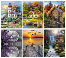 5D Diamond Painting Scenery Full Round Drill Waterfall Cross Stitch Aurora Diamond Embroidery DIY Handmade Art Gift Wall Sticker 2024 - buy cheap