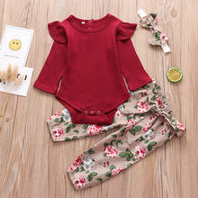 Autum Newborn Baby Girl Suit Infant Clothing Long Sleeve Romper T-shirt print Pants Headband child Clothes Kids Set Outfits 3Pcs 2024 - buy cheap