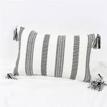 Fundas de almohada de algodón tejidas, cubierta de almohada Lumbar, fundas de almohada cuadradas decorativas neutras para sofá, sofá y silla 2024 - compra barato