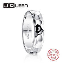 Jqueen 6mm acabamento martelado anel dentro eu amo você anel 925 jóias pavimentar configuração jóias de cristal bijoux femme 2024 - compre barato