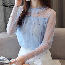 Lace  Long Sleeve Blouse New 2021 Autumn Women Blouses Shirts Casual Sexy Femme Chiffon Elegant Tops Sweet Female Blusas 0863 30 2024 - buy cheap