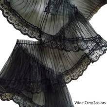 9cm Wide HOT Cotton Embroidered White black flower lace fabric dubai sewing DIY trim fringe applique Ribbon collar guipure decor 2024 - buy cheap