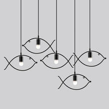 Luzes pingente de peixe moderno barra cozinha sala jantar lâmpada pendurada loft industrial decoração casa luminárias suspensão luminária