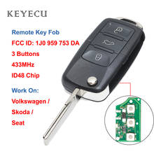 Keyecu 1J0 959 753 DA Remote Key 3Button 433MHz for Volkswagen VW Golf Passat Beetle for Seat Leon for Skoda Octavia 1J0959753DA 2024 - buy cheap