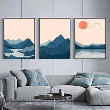 Abstract Sunset Mountain Lake Landscape Canvas Painting Posters and Prints Wall Art Picture for Living room Wall Decor Cuadros 2024 - buy cheap