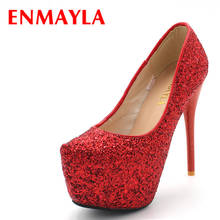 ENMAYLA Fashion Women Sexy High Heels Pumps Black Red Gold Silver Glitter Platform Pumps Women Shoes Party Club Wedding Shoes 2024 - buy cheap