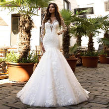 Julia Kui Gorgeous Symmetrical Lace Of Mermaid Wedding Dress With Scoop Neckline Of Count Train 2024 - buy cheap