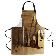 Guitar Musical Instrument Strings Wall Apron Woman Adult Bibs Home Cooking Baking Coffee Shop Canvas Aprons Kitchen Accessory 2024 - buy cheap