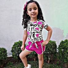 Valentines Days Lovely Infant Kids Girls Clothes Sets Letter Print Short Sleeve T Shirts Tops Shorts 1-6Y 2024 - buy cheap