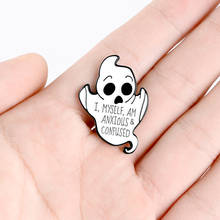 White Anxious Ghost Enamel Pin Cartoon Punk Alloy Badge Brooch Backpack Lapel Pins Halloween Jewelry Gift For Women Men 2024 - buy cheap