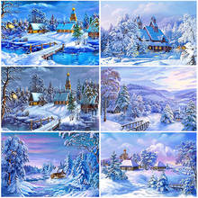 Pintura de neve completa de diamante 5d faça você mesmo quadrado/redondo strass broca bordado mosaico de ponto de cruz paisagem de inverno decoração de casa 2024 - compre barato