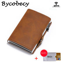 Bycobecy Men Vintage Wallet 2019 New Credit Card Holder RFID Suitcase Business Luxury Slim Card Case Anti-theft Card Wholesale 2024 - buy cheap
