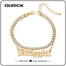 OUREX 2021 New Punk Women Fashion Letter Babygirl  Anklets Gold Foot Chain Summer Sandals Jewelry Angel Anklet Wholesale 2024 - buy cheap