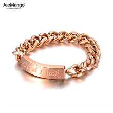 JeeMango Hiphop/Rock Titanium Stainless Steel Good Luck Rings Trendy Rose Gold Chain Link Cocktail Ring For Women Girls JR20030 2024 - buy cheap