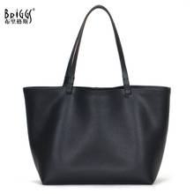 BRIGGS Soft Genuine Leather Women Handbag Fashon Women Casual Tote Large Capacity Lady Crossbody Messenger Purse Black Bags 2024 - buy cheap