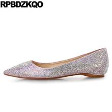 Silver Ladies Crystal Designer Shoes China Wedding Flats Chinese 2021 Diamond Shallow Red Women Pointed Toe Rhinestone Slip On 2024 - buy cheap