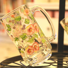 Morning glory-taza de vidrio transparente resistente al calor, vaso de zumo de agua fría, taza de té, taza de cerveza con mango 2024 - compra barato
