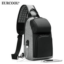 Мужская нагрудная сумка Eurcool, Повседневная деловая сумка-мессенджер для Ipad 9,7 дюймов с USB-портом, для отдыха и активного отдыха, с зарядкой 2024 - купить недорого