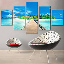 Современная картина из 5 предметов HD, летняя пляжная картина, искусство, домашний декор, плакаты и принты, настенные картины для гостиной, Картина на холсте 2024 - купить недорого